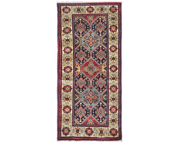 2x5 Yousafi Multicolor Afghan Hand Knotted Wool Area Rug